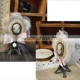 2015 Fashion White Pearl and Fabric Head Portrait Brooch