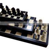 QUALITY Folding 3 in 1 INLAID WOOD Chess, Backgammon, Checkers Set thumbnail-4