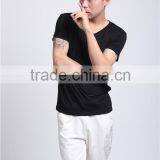 2015 Bamboo Men Breathable Tops Fashion Summer Mens' V Neck Black Wholesale t Shirt thumbnail-2