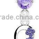 Purple Fancy Heart Flower Belly Ring Body Jewelry Navel Jewelry