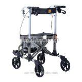HomCom 24.5"L x 22.5"W Four Wheel Folding Rollator Walker Transport Chair With Back Support thumbnail-3