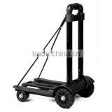 Mini Folding Shopping Cart With 2 Wheels/Lightweight Black Iron Alloy Folding Luggage Cart/ Portable Hand Trolley thumbnail-1