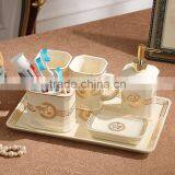 Royal Elegant European Style Golden Ceramic Bathroom Accessory Set in 6 Pcs, Classic Bathroom Set Cup, Dispenser BF12-03254c thumbnail-3