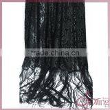 Black Roset Tricot Fabric Lace With Tassel Fringe, Fashion Swiss Lace for Dress thumbnail-6