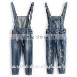 Autumn New Style High Quality Washed Damaged Bib Pants Customized thumbnail-6