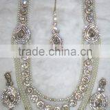 PEARL CRYSTAL Gold Plated BRIDAL Necklace EARRING Set thumbnail-2