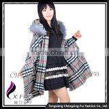 CX-B-P-39 Real Raccoon Fur Trimmed Fashion Women Pashmina Shawl thumbnail-4