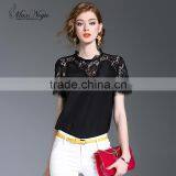 Maxnegio Short Sleeve New Fashion Lace Blouse Designs Korean Lace Top thumbnail-1