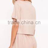 Women Plain PJ Set With Custom Logo Screen Print Short Pajamas Letter Print Loose Pyjama thumbnail-2