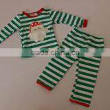 Wholesale Children's Boutique Clothing Christmas Outfit for Children Green Stripes Top and Pants thumbnail-2