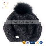 Merino Wool Pom Pom Winter Beanie Cashmere Wool Beanie Hat thumbnail-1