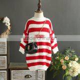 2-8 Years Wholesale 2017 New Fashion Winter Girls Knitted Sweater Striped Full Sleeve Pullover Long Style Girls Sweaters thumbnail-1