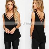 2016 Summer Style Hollow Out Sleeveless Design Tank Top for Women Chiffon Tank Tops thumbnail-2