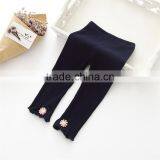 S32836W Cute Flower Appliqued Kids Girl Baby Tight Pants Toddler Stretch Trousers thumbnail-2