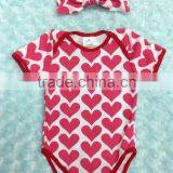 2014 Baby Cotton Rompers Heart Romper Valentines Romper With Matched Headband Set thumbnail-1