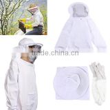 Hot Sale High Quality Protective Bee Keeping Jacket Veil Suit Smock Equipment+1 Pair Beekeeping Long Sleeve Gloves