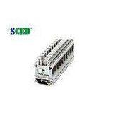 Width 12.2mm AWG 22 - 4 Grey Din Rail Terminal Blocks for Electric Lighting 600V 85A