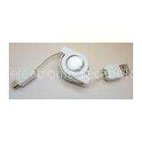 Retractable Micro 5 Pin Male To USB A Type Data Cable White For BlackBerry / HTC