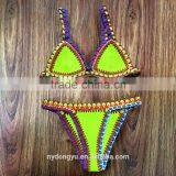 Lake Blue Multi Color Hand Woven Swimwear Bikini/hr Fancy Crotched r Bikini Swimwear/ Fancy Bikini Set Swimwear Beachwear thumbnail-3