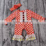 2016 Wholesale Kids Romper Cotton Lace Ruffle Romper Kids Lovely Dots Print Kids Winter Rompers thumbnail-1