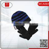 High Quality Wholesale Cheap Custom Winter Black Royal Blue Hat Gloves Set