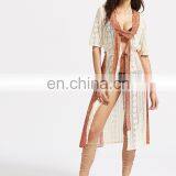 Chiffon Detail Drawstring Waist Crochet Kimono Fashion Kimono Pattern Beach Wear thumbnail-1