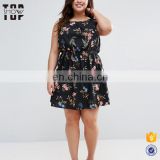 China wholesale floral printed fat women dresses summer plus size