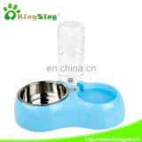 Double Dinner Bowl for Cats, Plastic and Stainless Steel Pet Bowl With Water Bottle thumbnail-4