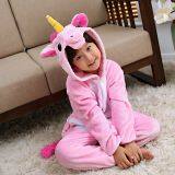 Children Unicorn Cartoon Flannel Conjoined Polyester Pajamas thumbnail-5