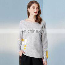 Women's 100% Cashmere Soft Crew Neck Gray Pullover Sweater thumbnail-1