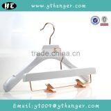 HA6927 White Wooden Coat Hanger With Rose Gold Pants Wooden Hanger thumbnail-1