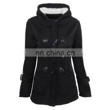 Manufacturer Wholesale Hooded Mid-length Women's Coat With Horns Buckle Plus Size Coat thumbnail-2