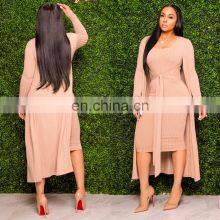 Cross-border Fashion Sexy Suit 2021 New Pit Strip Long-sleeved Trendy Cloak Suspender Skirt Two-piece Suit thumbnail-4