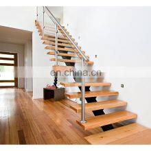 Modern Solid Wooden Treads Steps Stairs Straight Staircase Design thumbnail-1