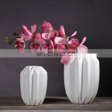 Wholesale Modern Porcelain White Ceramic & Flower Decoration Centerpiece Vase Origami Art Design White Matte Vase thumbnail-5