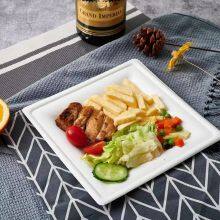 10”Hot Selling Party Restaurant Eco-Friendly Disposable Biodegradable Plates Sugarcane Bagasse Square Plates(500/ Case) thumbnail-3