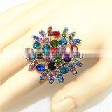 Multi Crystal Stone Elastic Girl Jewelry Flower Shaped Ring thumbnail-5
