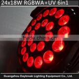 Professional LED Stage Par Light, Cheap Led Stage Lighting 24x18w RGBWAUV Par Light 110v-240v