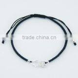 Open Work Silver Heart & Peace Symbol Macrame Bracelet thumbnail-1