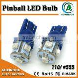 AC DC 6.3V T10 W5w #555 Ba9s #44 Pinball Led Bulb Blue