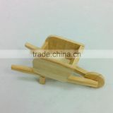handmade wood craft unfinished small wooden wheelbarrow toy on sale for gift and decoration paulownia
