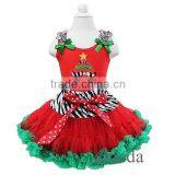 Zebra Waist Red Green Pettiskirt With Xmas Mustache Tree Red Tank Top thumbnail-1
