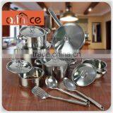 Non-magnetic Stainlesss Teel Induction Cookware Set With 3pcs Kithchen Utensils