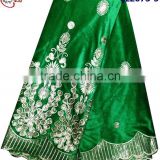 CL2073-5 green newest style African big embroidered velvet material with sequins or crystal stones softly