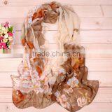 2016 Spring New Design Peony Print Long Style Chiffon Scarf for Woman thumbnail-4