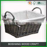 Square Set of 2 White Painted Wicker Baskets thumbnail-5