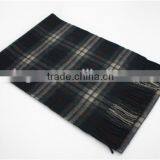 Dark Green Checked Wool Scarf thumbnail-1