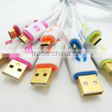 Newest Design Micro LED Colorful Flat Micro USB Cable for HTC , Samsung , Usb Charger Cable thumbnail-1