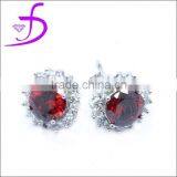 Garnet Stone Earring in 925 Sterling Silver Round Earring thumbnail-1