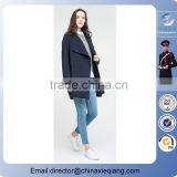 Wholesale Latest Design Ladies Trumpet Sleeves and Double Breasted Notched Wool Blends With Sash Fashion Winter Coat thumbnail-3